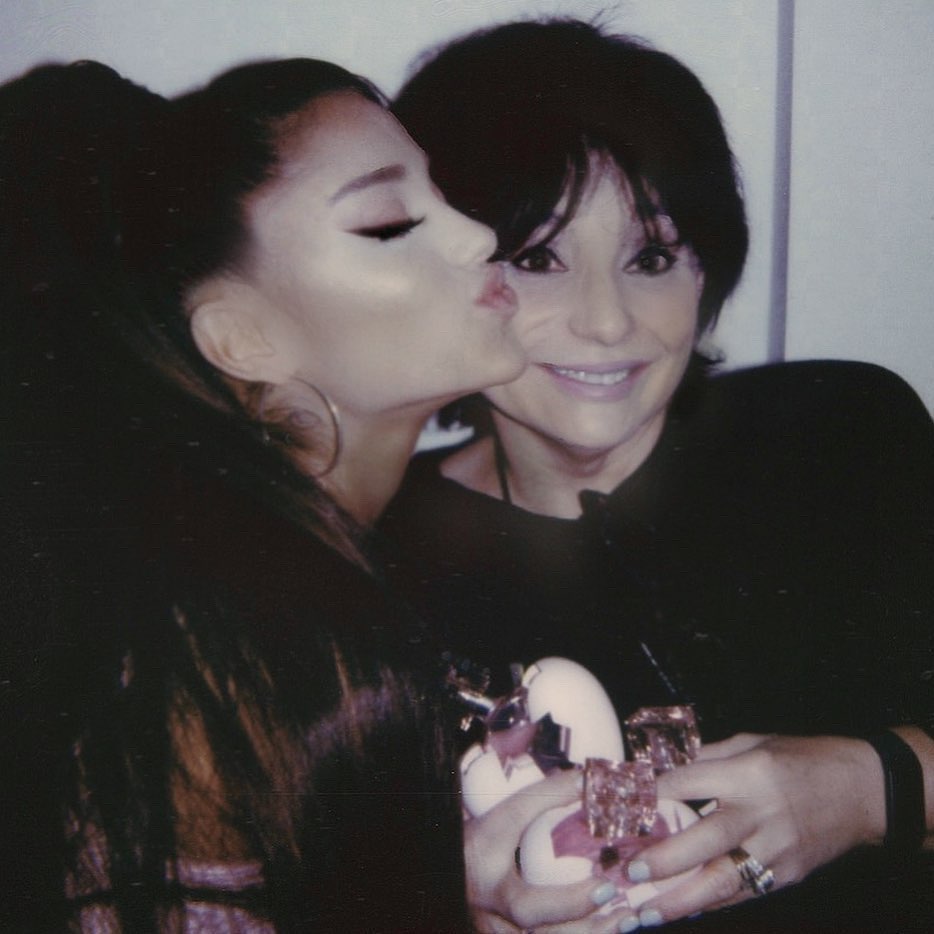 mama and i at my fragrance shoooot. my new fragrance #thankunext is now availabl...