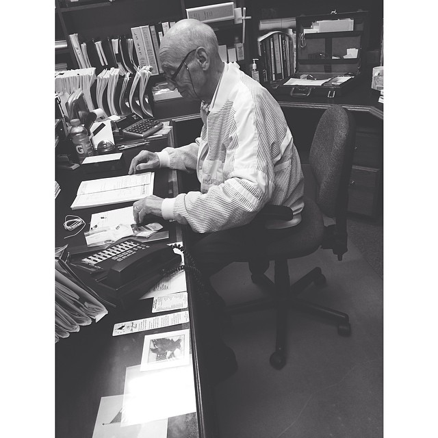 helping grandps at the office today. ...