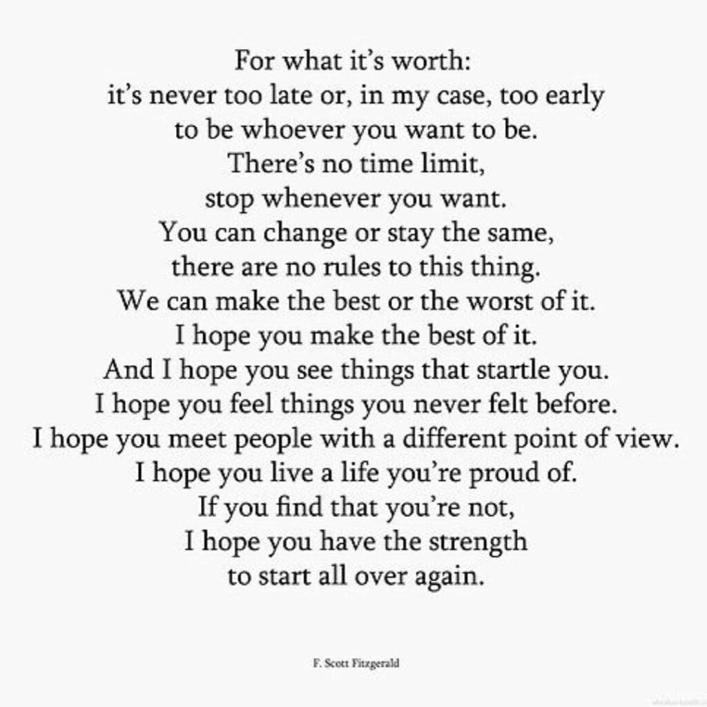 and as far as New Years resolutions go, this f Scott Fitzgerald quote sums it up...