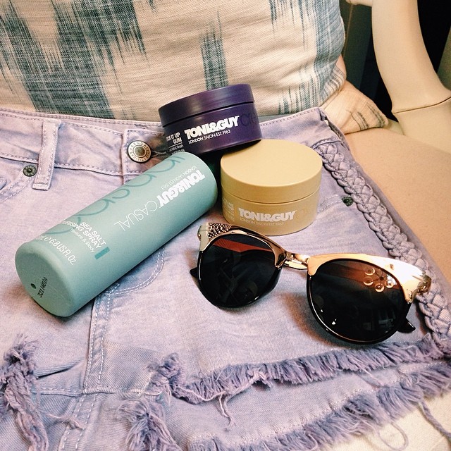 Summer’s here! Short shorts and messy waves thx to TONI&GUY @Hair_WardrobeUS Sea...
