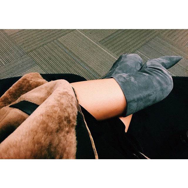 outfit today : Gianvito Rossi thigh highs, Marni vest hoodie, Keepsake jumper...