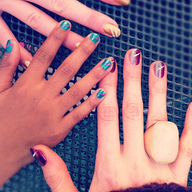 gave my two girls manicures on set:...
