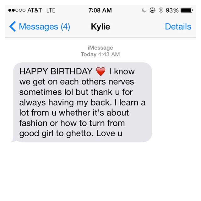 So glad I screen grabbed this Bday message in Oct from Kylie. This means so much...