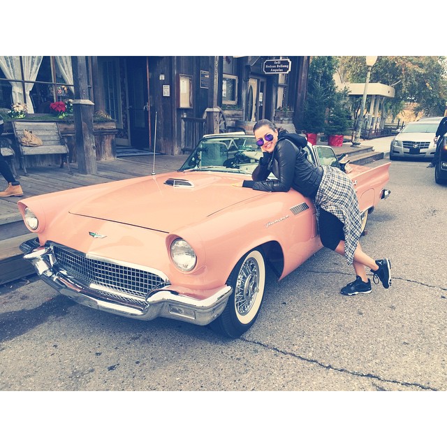 Cruisin' for a bruisin' in my baby pink T-Bird...