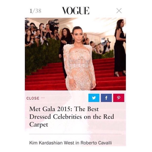 Best dressed list!!!! Thank you so much Vogue for this honor! #MetGala2015...