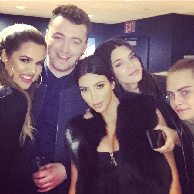 The squad  @samsmithworld @kimkardashian @kendalljenner @caradelevingne...