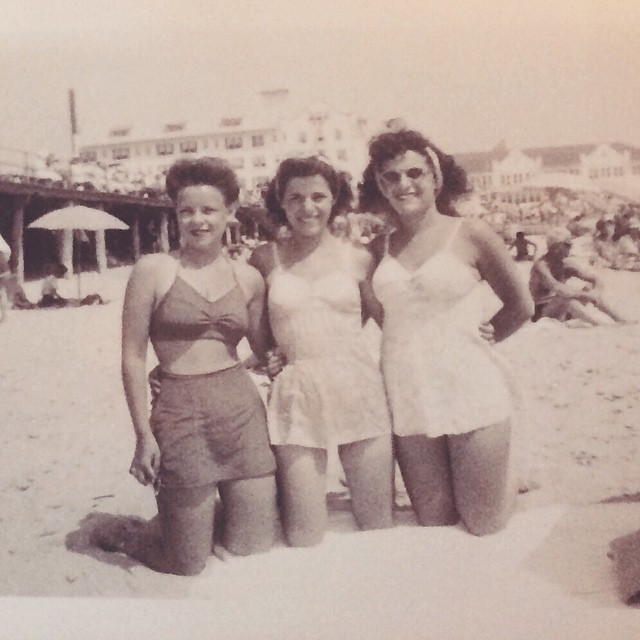 looking through old photos. nonna, aunt carrie and their friend. 1945 #babes...