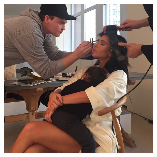 quick glam and a snuggle before @kbeautyhair event...