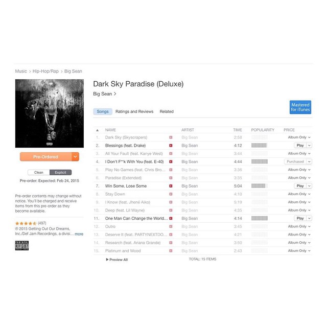 preorder dark sky paradise  #6days this album is incredible! great work my baaa...