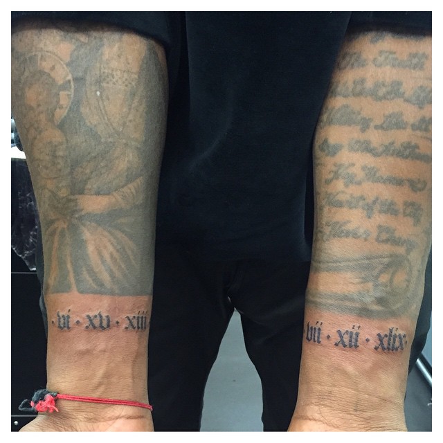 He got it on his wrists instead. His mothers birthdate and North's birthdate in ...