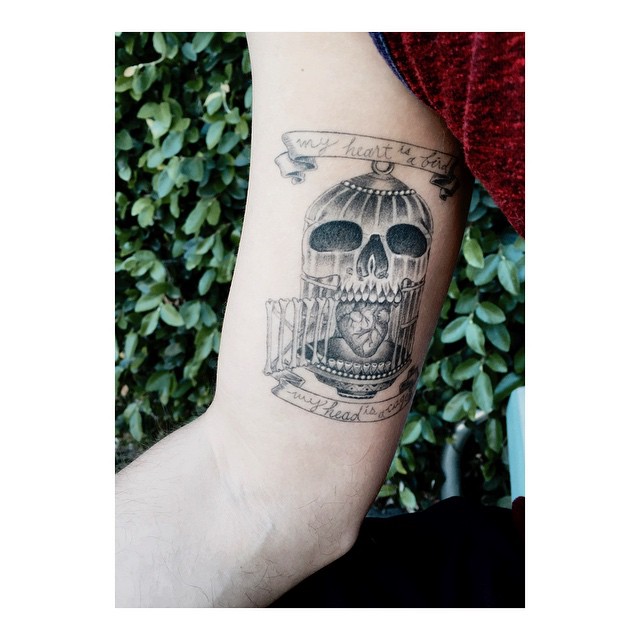 "My heart is a bird & my head is a cage" || @thechaseryan's arm || @dr_woo_ssc's...