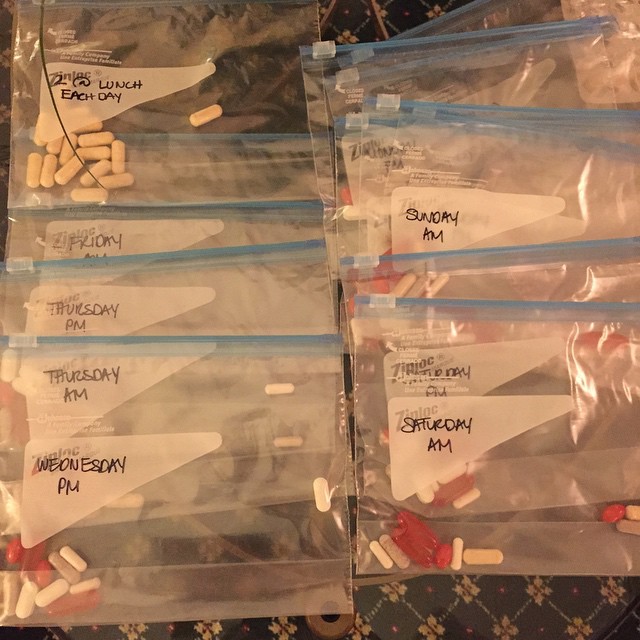 OCD hits hard when I travel! Vitamin party!!!! Note to the ones who ALWAYS have ...