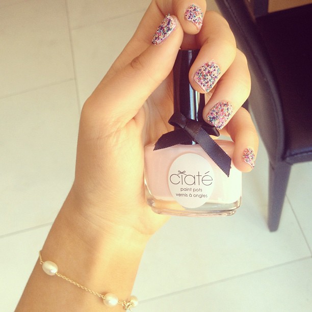 Just did my nails with these Ciaté caviar beads.. Really fun, easy to do and I l...