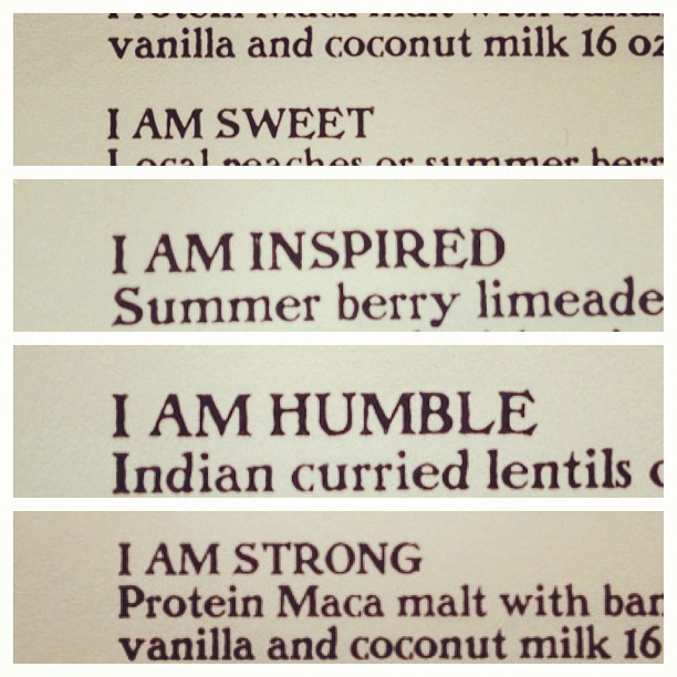 Cafe Gratitude is my new favorite restaurant.. Look at this menu & what they tit...