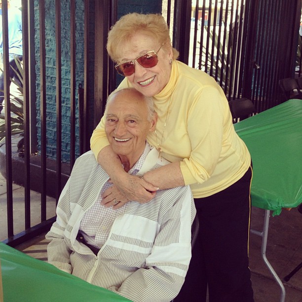 My sweet Nonna and Grandpa today on set.  Tomorrow is their 66th wedding anniver...