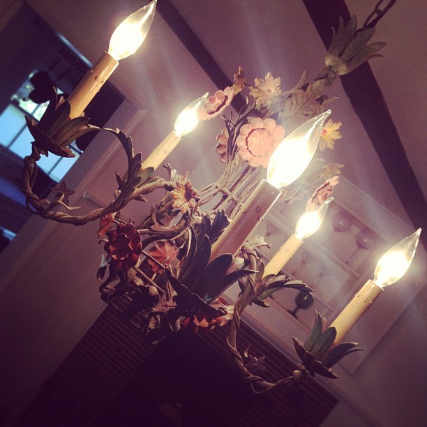 iron-flowers + fire-bulbs. the chandelier that beckons the Instagram, obviously-...