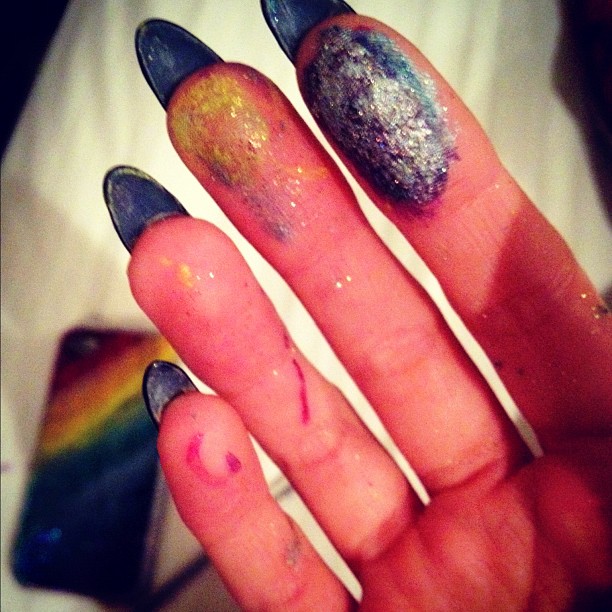 there is an accidental galaxy on my fingertip....