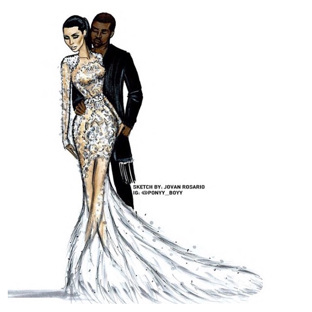 My fave @ponyy_boyy made the most beautiful sketch of Kanye & I last night at th...