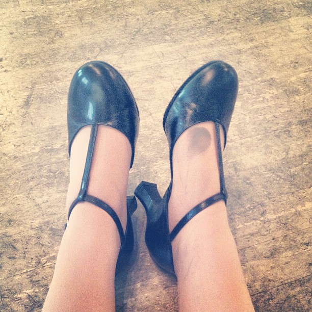 Hi from rehearsal.. Breaking in my new character shoes! Xo...
