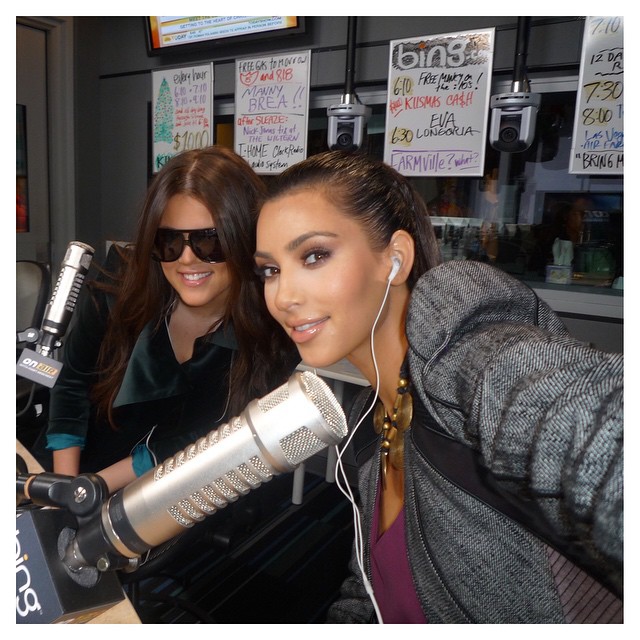 #SiblingSelfie @khloekardashian & I doing press one morning #SELFISH...