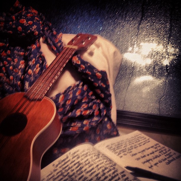 "Lookin' at my shadow watching the colors up above
Rolling through the rain and ...