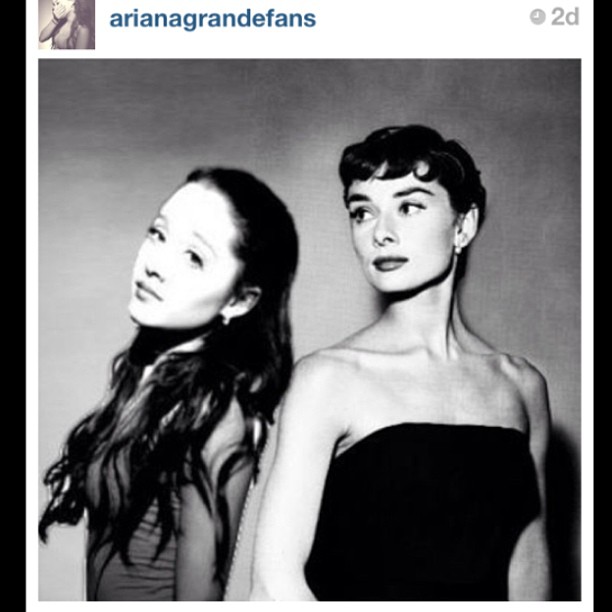 Repost @arianagrandefans. Me & Audrey. Thanks to whoever made this, I it....