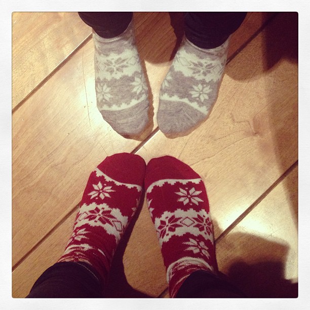 @lexie1225 and I wearing our new socks! These sweet girls at the stage door gave...