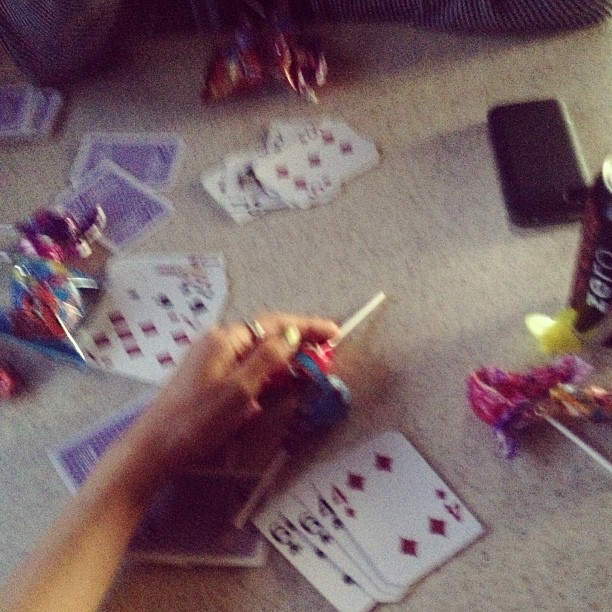 Doing a little bit of winning at poker. Come to mama, blowpops....