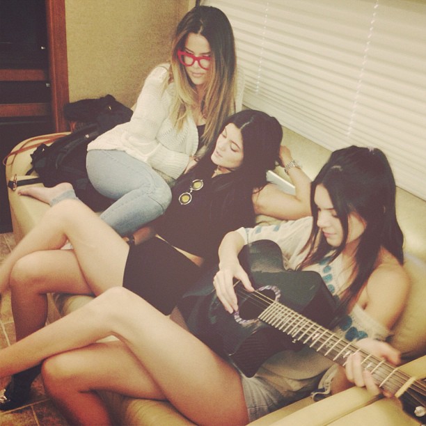Getting our creative juices flowing. @kendalljenner guitar skills are on point! ...