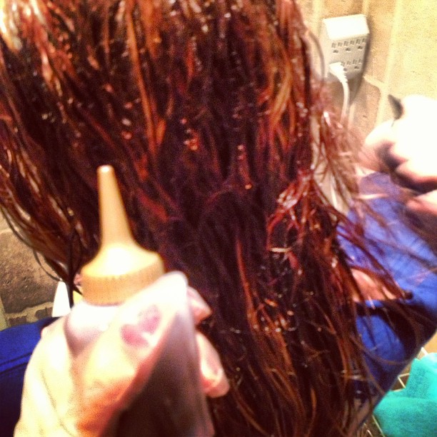 that time we got a box of hair dye & she went brown....