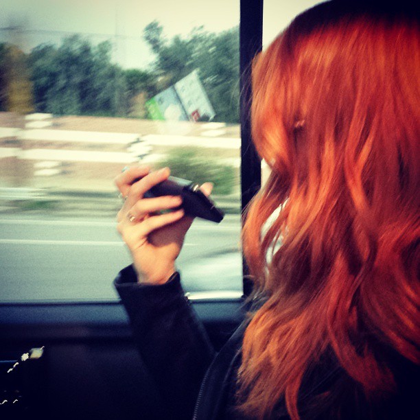 Early morning phone interviews in the towncar on the way to the airport. Gimme D...