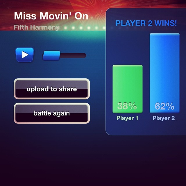 this is the singing battle app. my best friend is player 2, i am player 1. playe...