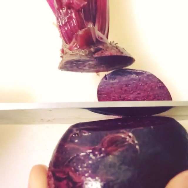 dropping some beets! [into a smoothie with #avocado #kale #sunflowerseedbutter #...