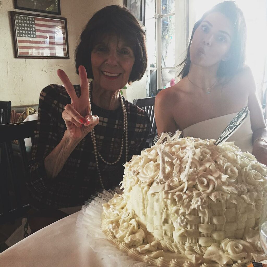 happy birthday to my beautiful grandmother! I love you MJ! Her peace sign I can'...