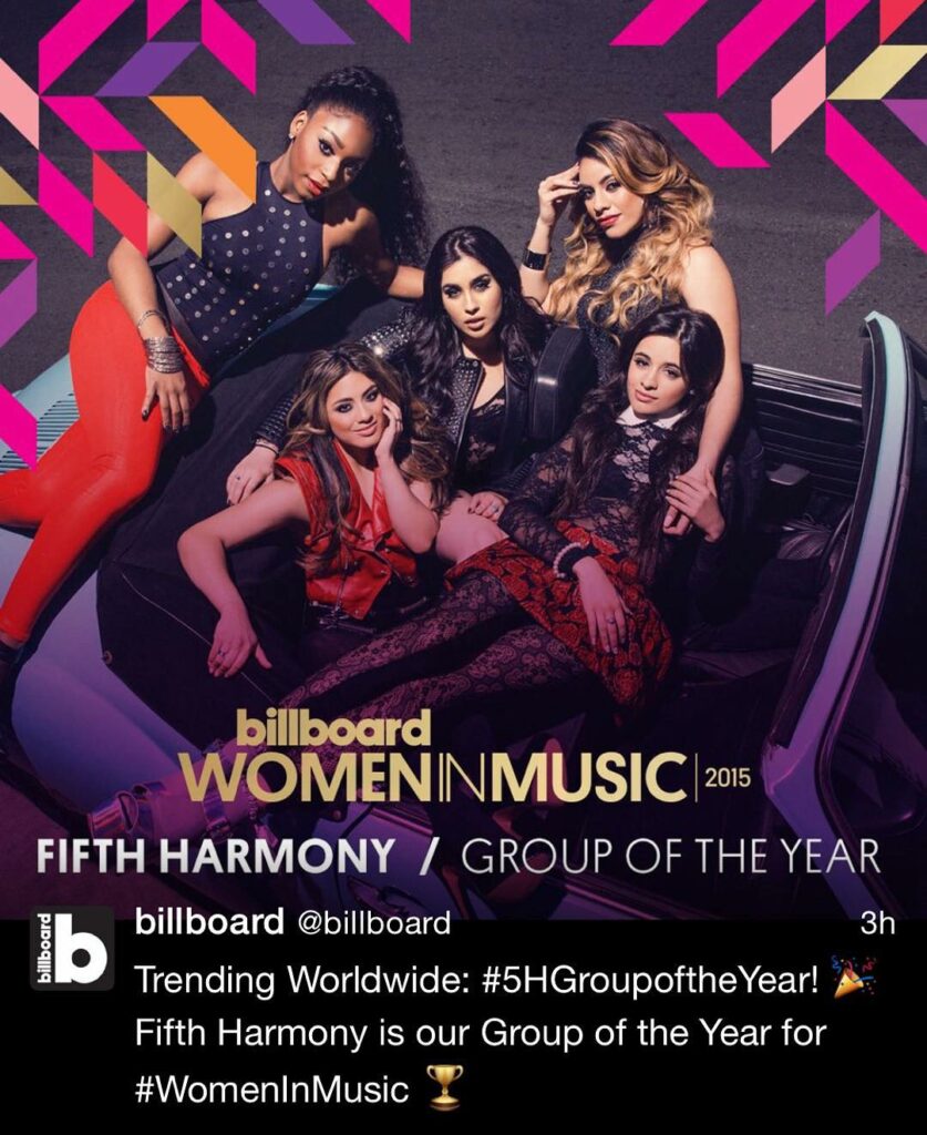 WOW. this is unbelievable. thank you @billboard for naming us group of the year ...