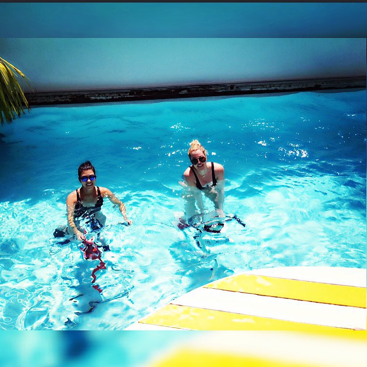 #FBF with my little workout buddy in St Bart's! Yes we did spin class in the poo...