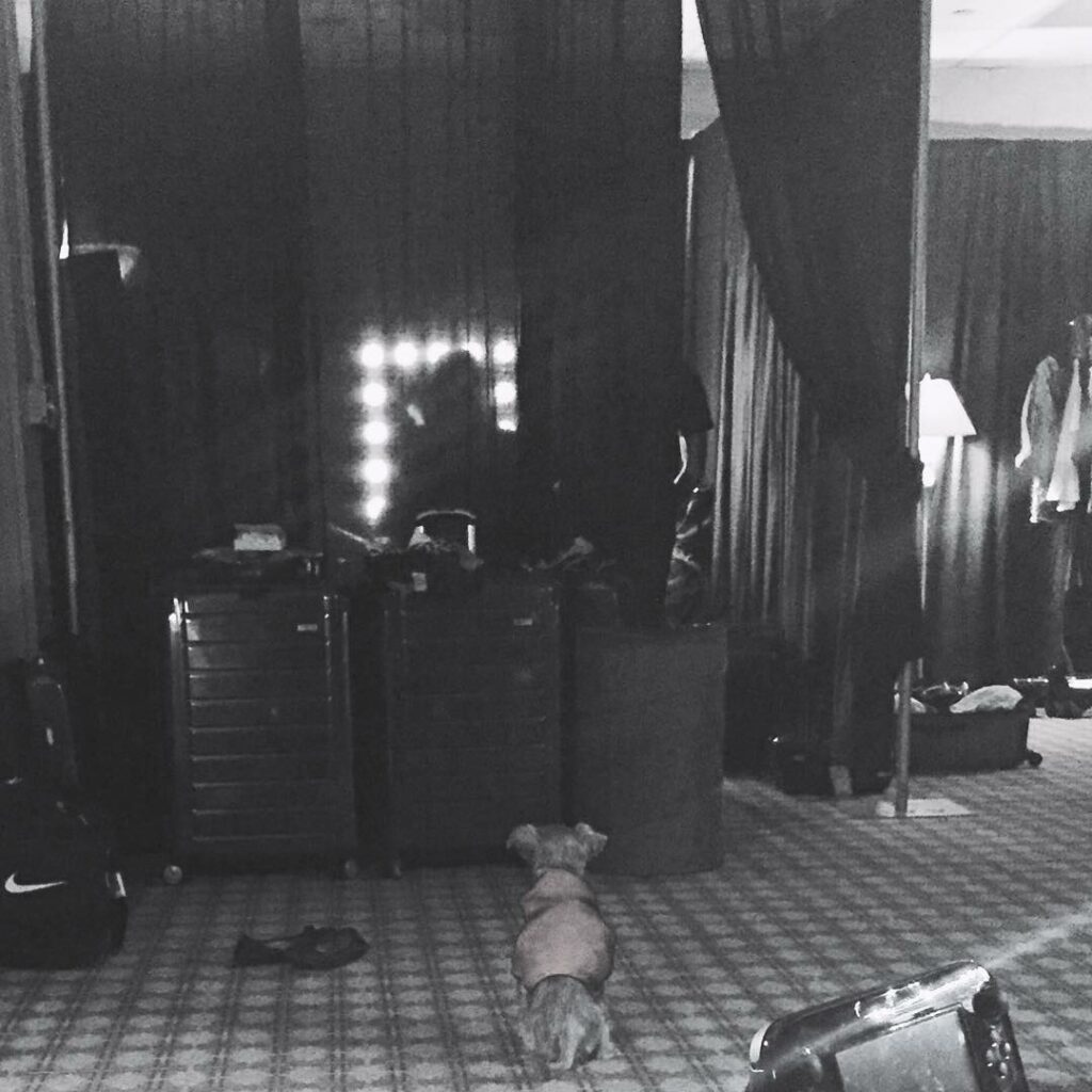 Strauss listening to his mommy warm up before the show tonight. (I literally sob...