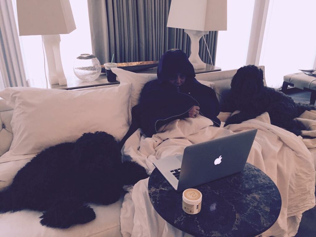 scary movies with pups and mom (who currently looks like an ewok minus the hairy...