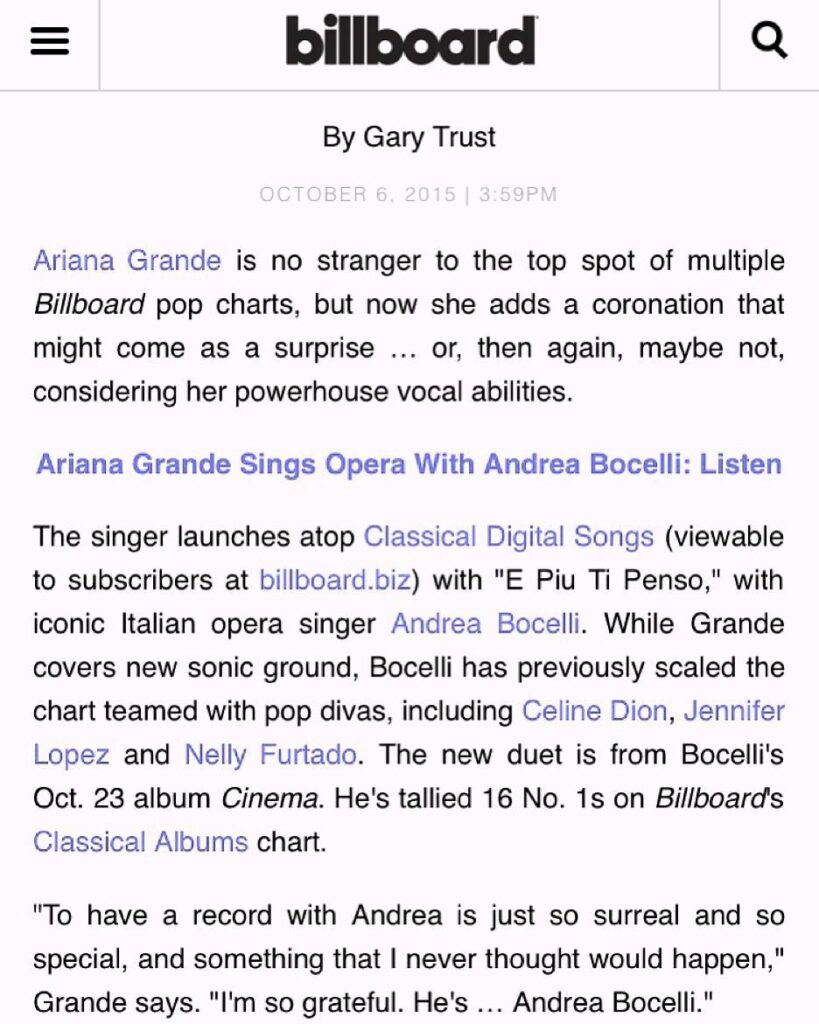 #1 on Billboard's classical chart!!!!!! congratulations and thank you again to ...