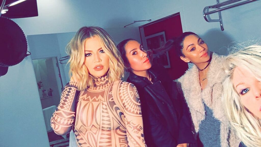 On set for Kocktails With Khloé with my glam army!! My girls!!! #FYI...