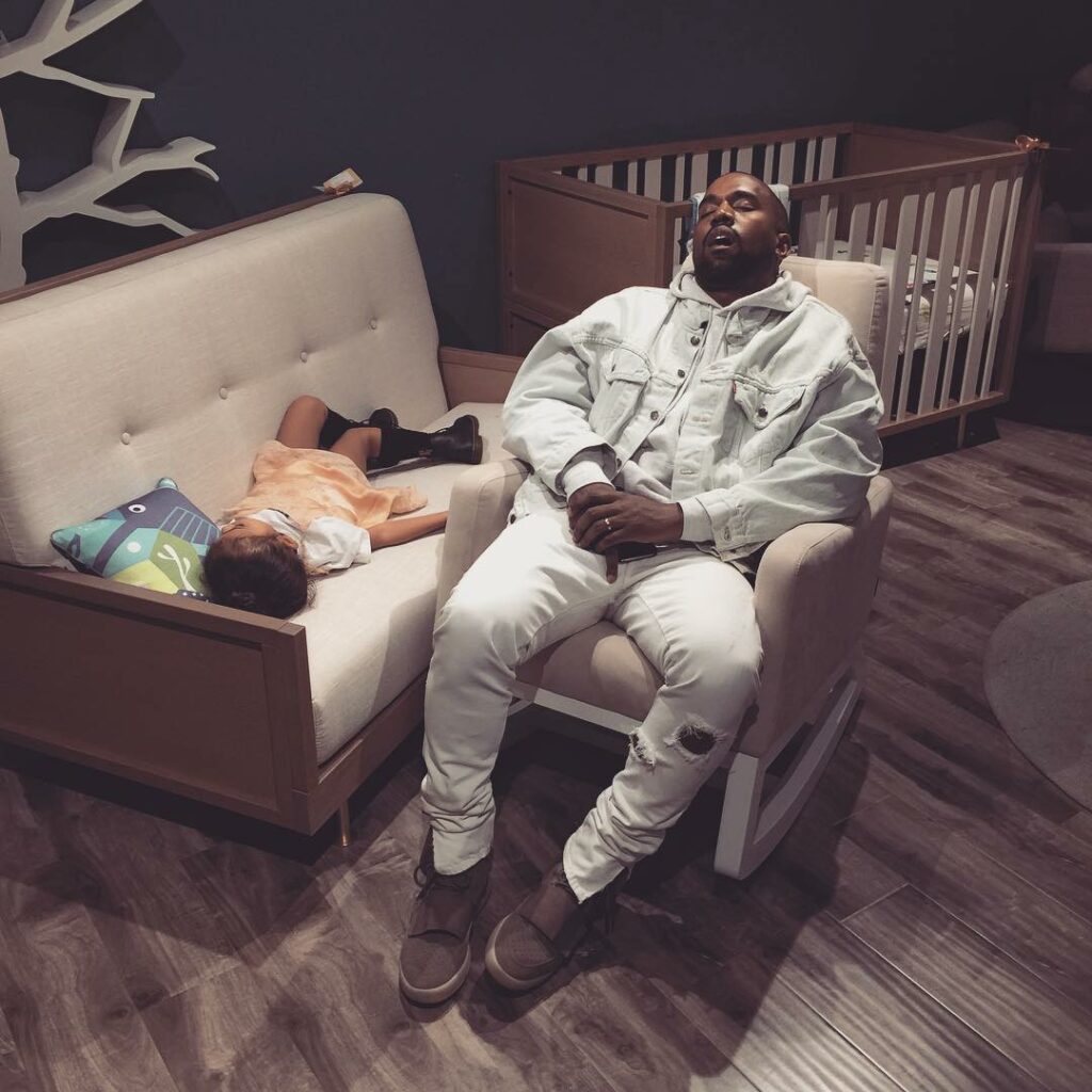 So today we went baby shopping with @johnlegend & @chrissyteigen Kanye & North w...