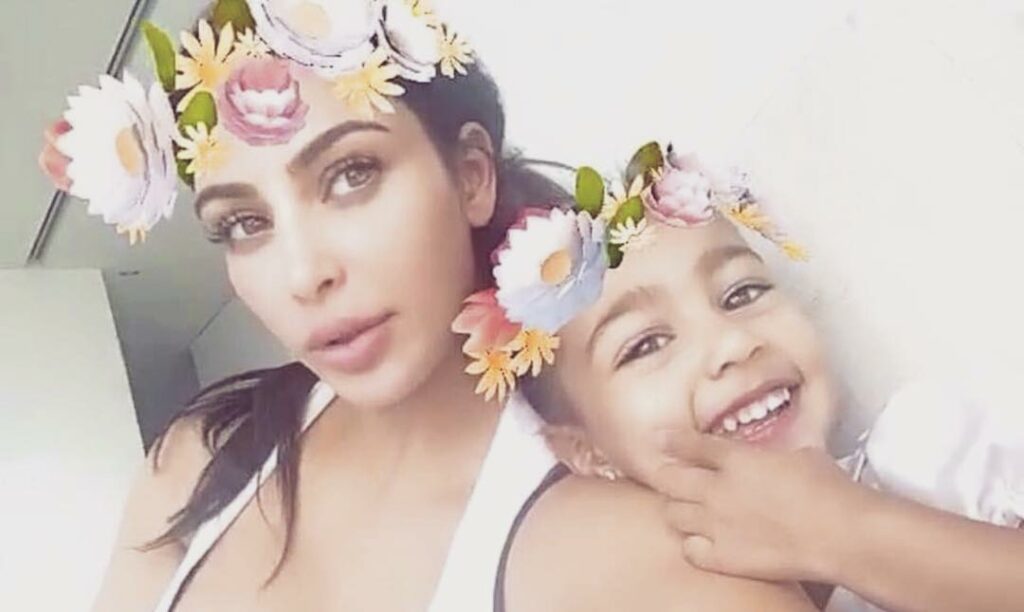 North isn't afraid of snap chat anymore! Follow me on snap @kimkardashian ...