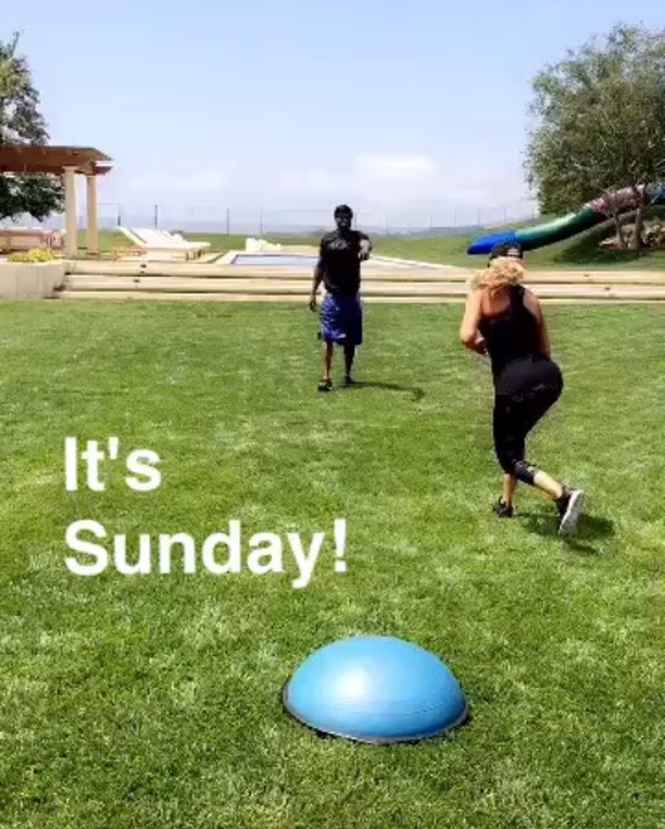 KourtneyKardash  with @donamatrixtraining! First workout of the day done!!...