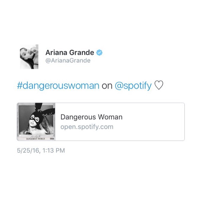 #DangerousWoman on @spotify ♡...