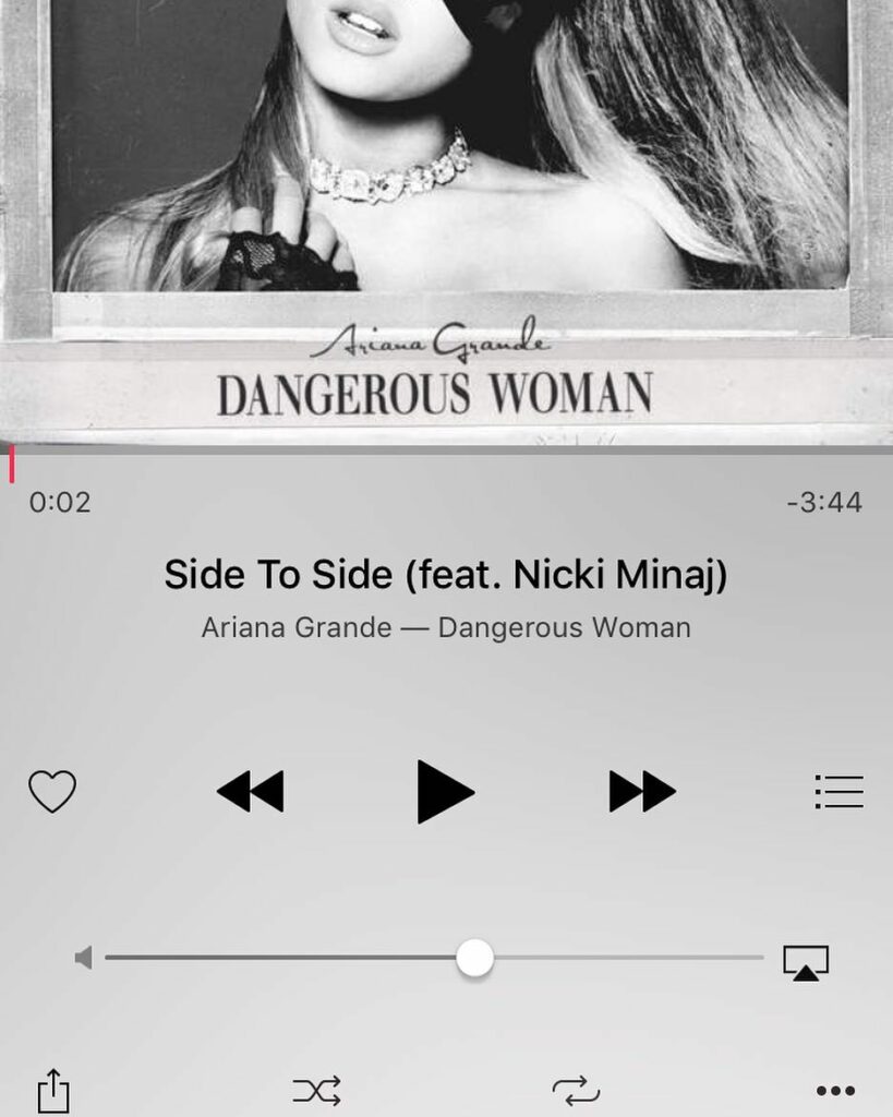 top 5 on iTunes #SideToSide !!! thank you !!!!  I'm so grateful for your respons...