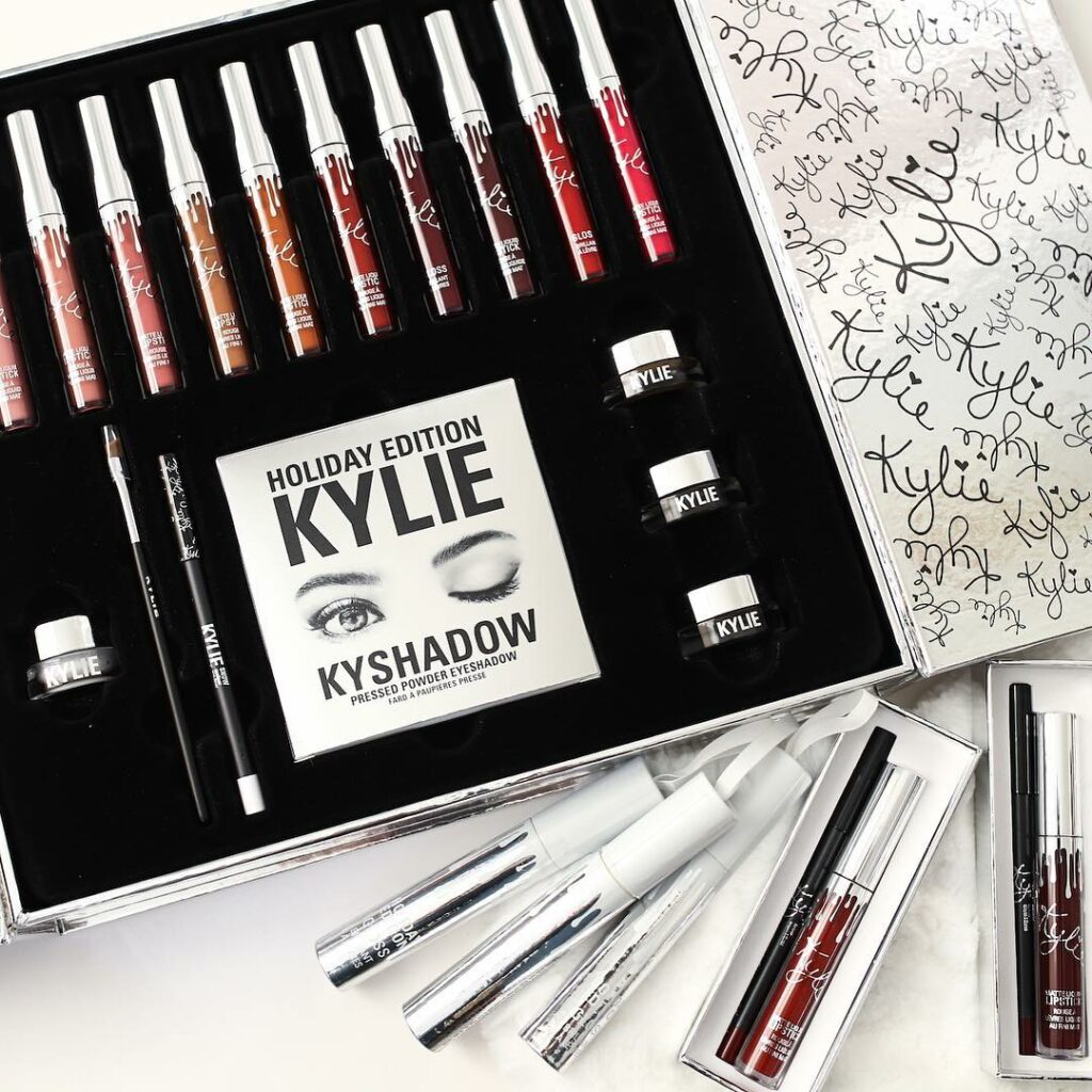 #holidayedition collection drops tomorrow  1pm pst on KylieCosmetics.com only...
