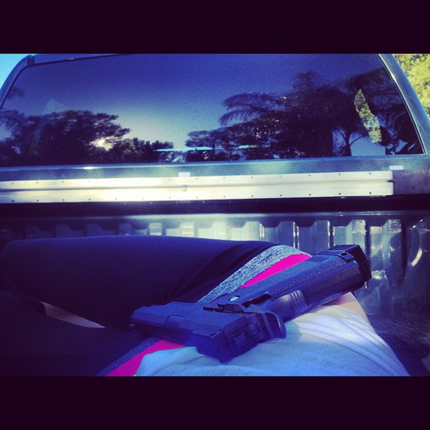 hiding in the back of @samshandler 's truck with my dads BeeBee gun to give him ...