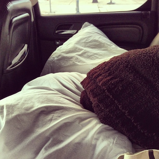 ready for the long drive. pillows and blankets @kyliejenner...