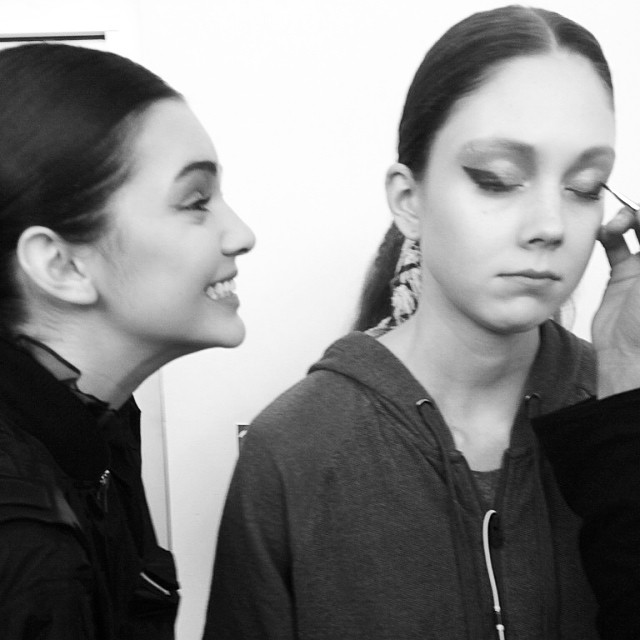 backstage at #Chanel messing with @nataliewestling as she gets her favorite thin...