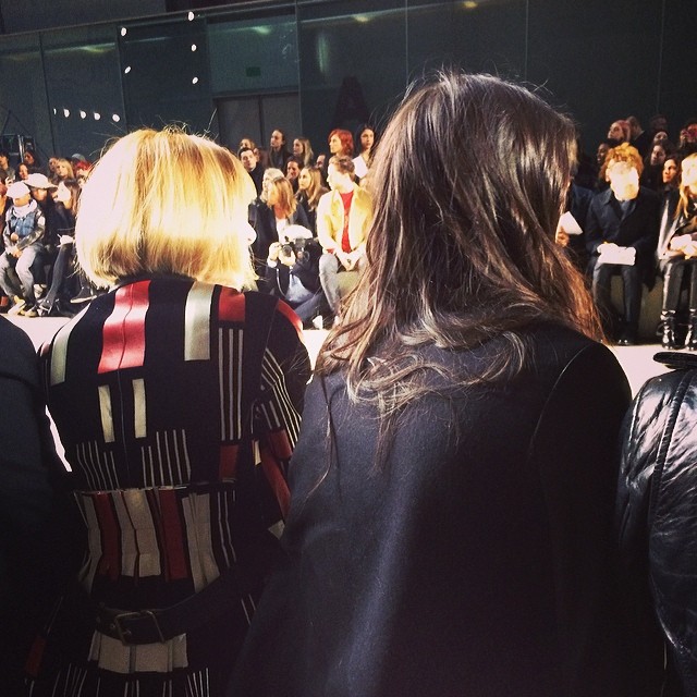 today was a good day! sitting next to the incredible Anna Wintour #TopshopUnique...
